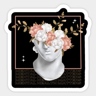 Mental Health Matters Statue Flower Head Sticker